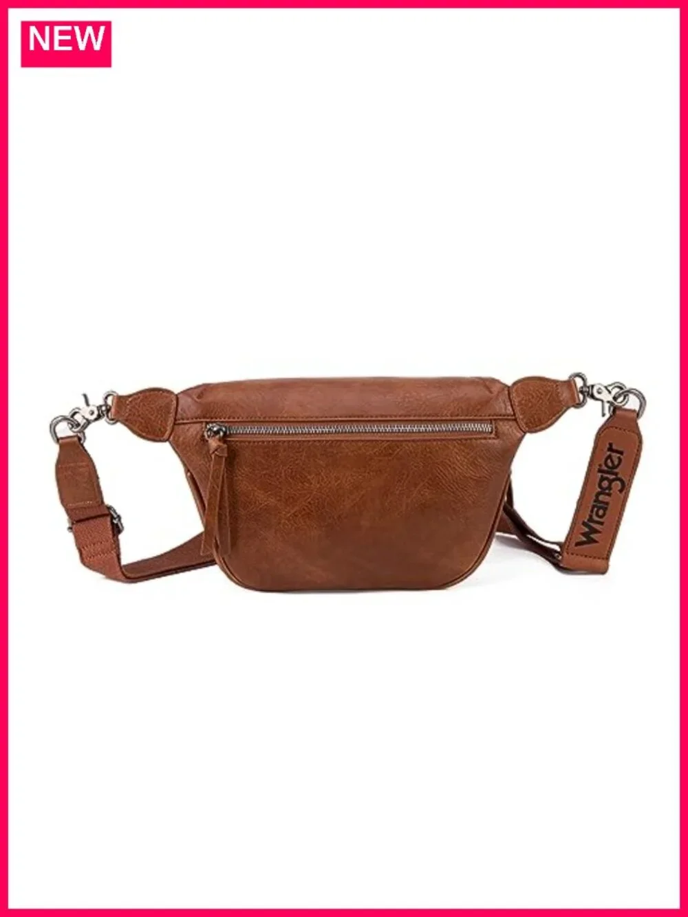 Faux Leather Crossbody Fanny Pack Travel Sling Bag with Detachable Strap